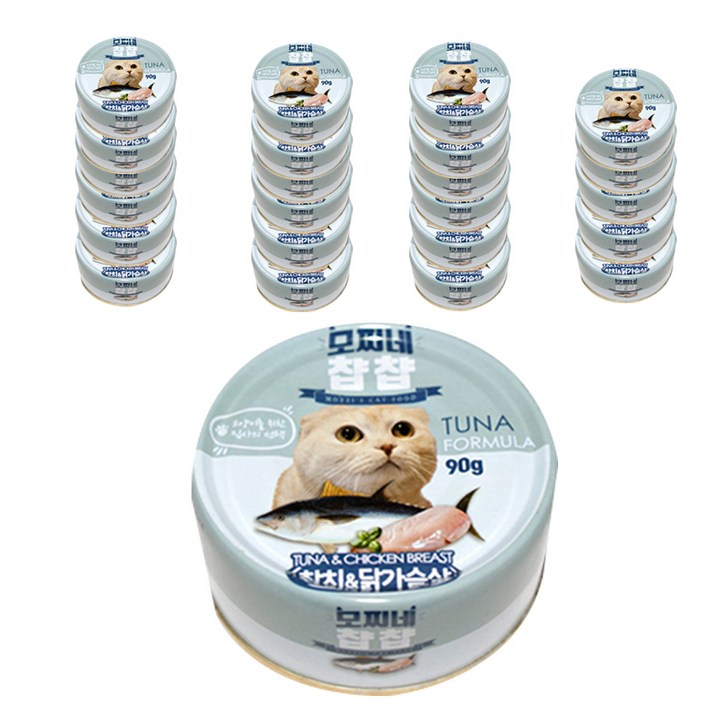 모찌네 챱챱 고양이캔 참치, 혼합맛참치닭가슴살, 90g, 24개