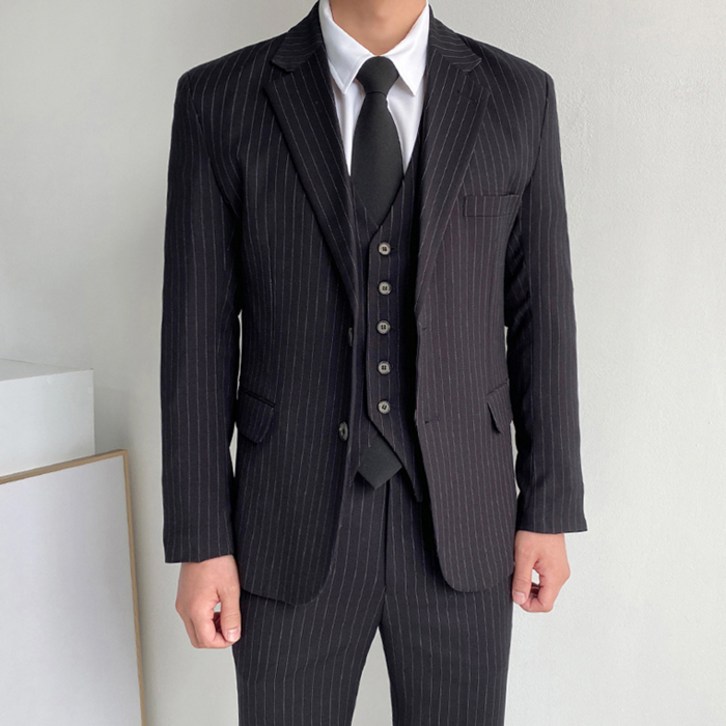 머시따 남성용 글로벌 스트라이프 싱글 블레이져