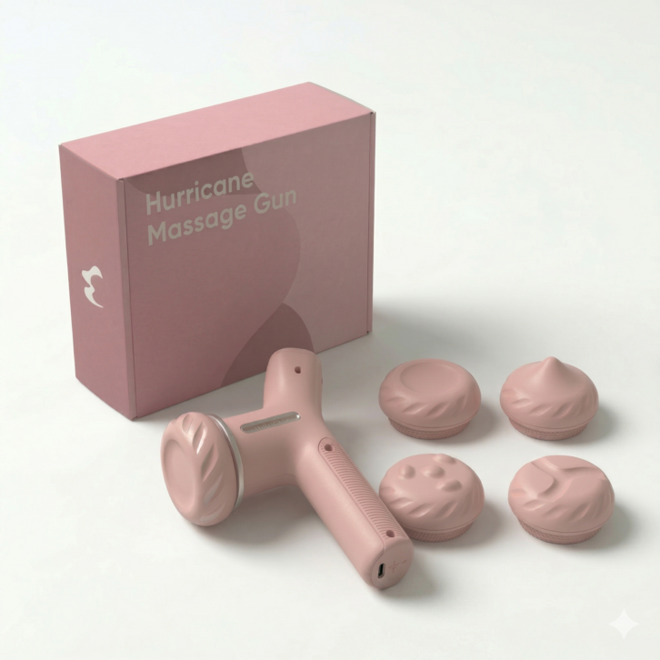 허리케인 마이온 무선 마사지건 휴대용 6단계, 핑크, 단일상품