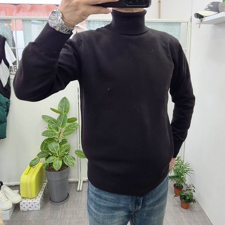 남자 부드러운 목 폴라티 캐시미어 니트 댄디 기본핏