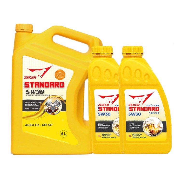 제커 스탠다드 GDI 5W30 GDI 가솔린 LPG SP SN+ 합성엔진오일 6-8L, 6L, 1개
