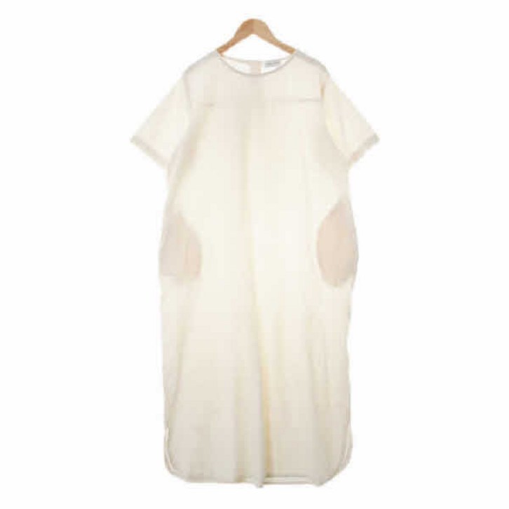 코데즈컴바인 2442 아이보리 린넨혼방 포켓라운드반팔원피스 Free