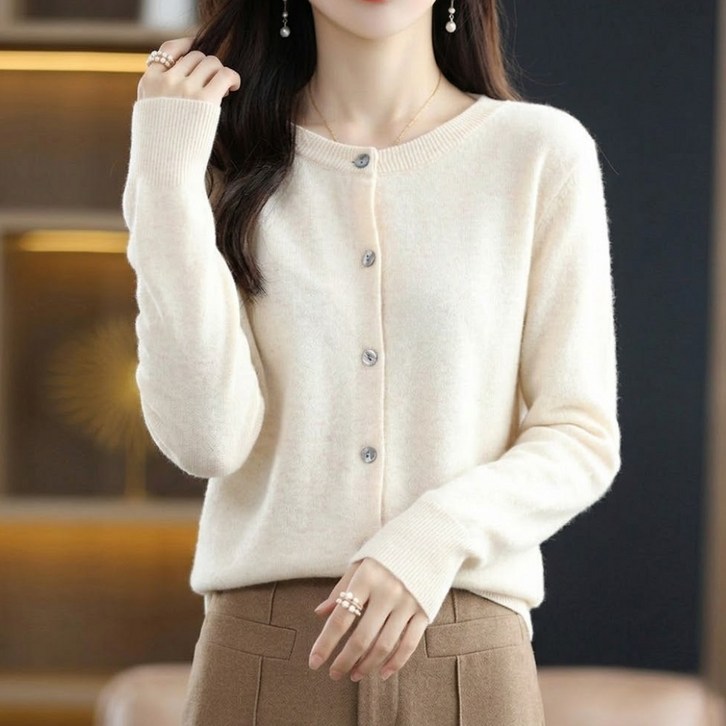베르슈어 데일리 베이직 라운드 버튼 니트 가디건