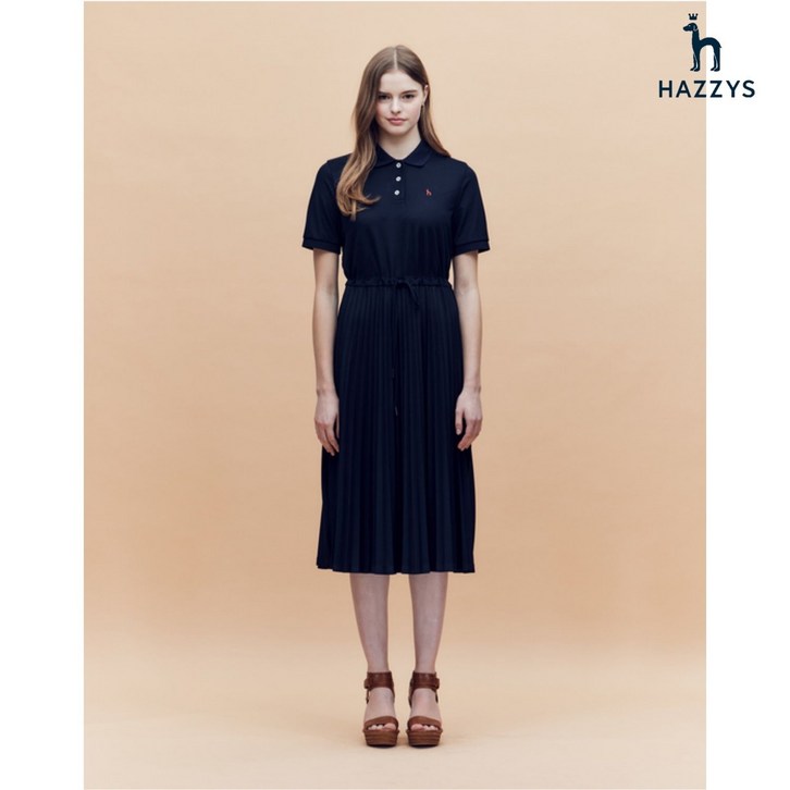 백화점정품 헤지스 레이디스 원피스 25SS아이코닉 플리츠믹스 피케 반팔 HSDR5BC35 하객