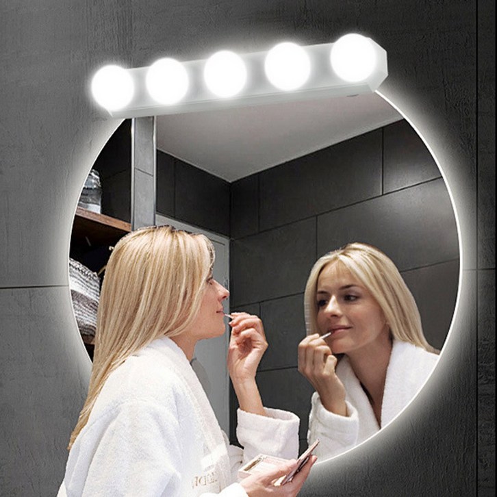 무타공 밝기조절 블레오 LED 메이크업 화장대 거울 벽 조명 5구