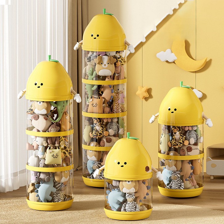 Life Rhythm 투명 인형 장난감 정리함 보관함 특대형 원통