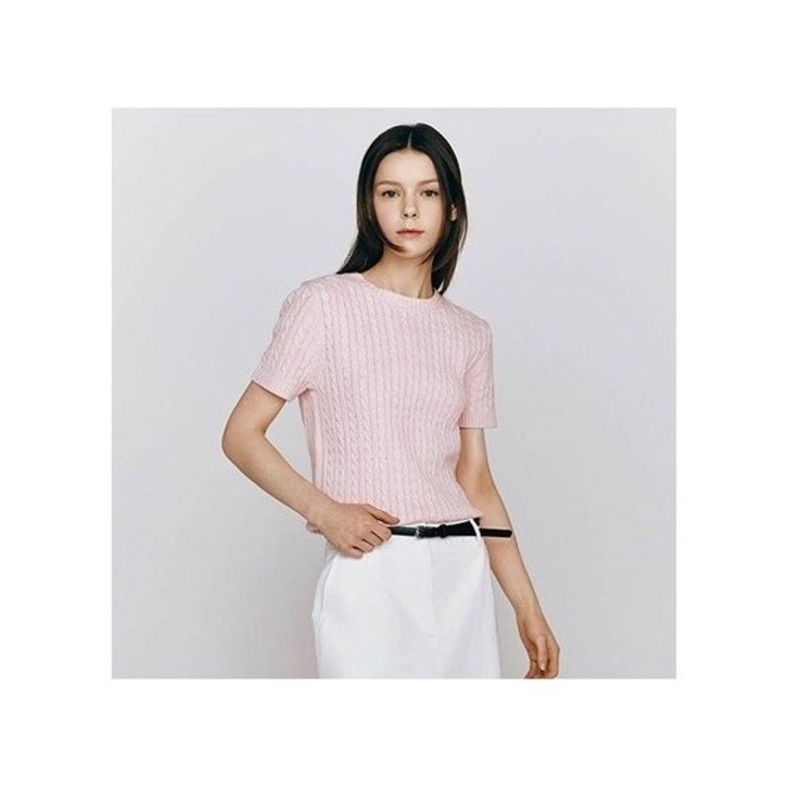 지오다노 여자 꽈배기 케이블 반팔 니트 스웨터 355521 2325604