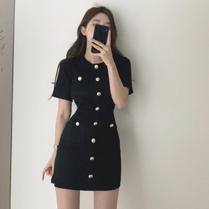 레티고 라인 배색 슬림 포켓 미니 원피스 레티고 라인 배색 슬림 포켓 미니 원피스