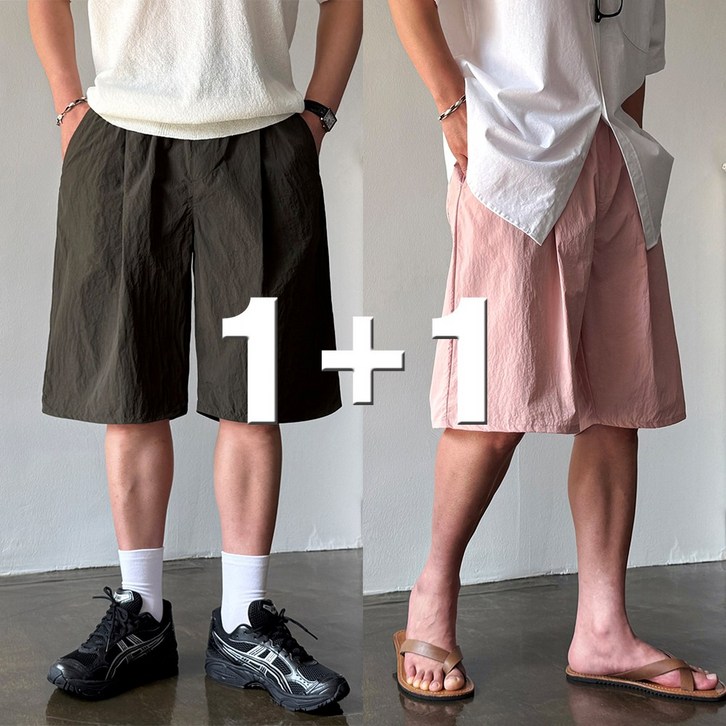 11 쿨 에어 라이트 원턱 버뮤다 벌룬 와이드 밴딩 팬츠 반바지 5 Color 빅사이즈 까지