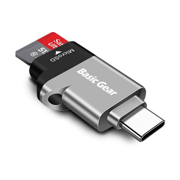 베이직기어 C타입 USB 3.2 마이크로 SD 카드리더기 열쇠고리, 1개 베이직기어 C타입 USB 3.2 마이크로 SD 카드리더기 열쇠고리, 1개