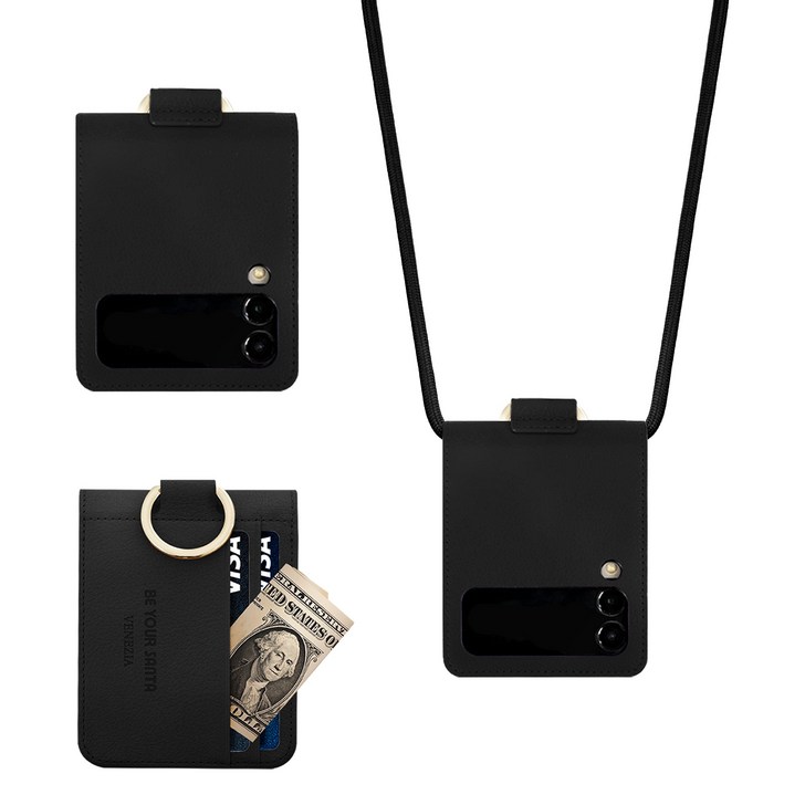 비유어산타 Z플립3, Z플립4케이스 이태리원단 사용 카드 나폴리 베네치아 멀티스트랩세트