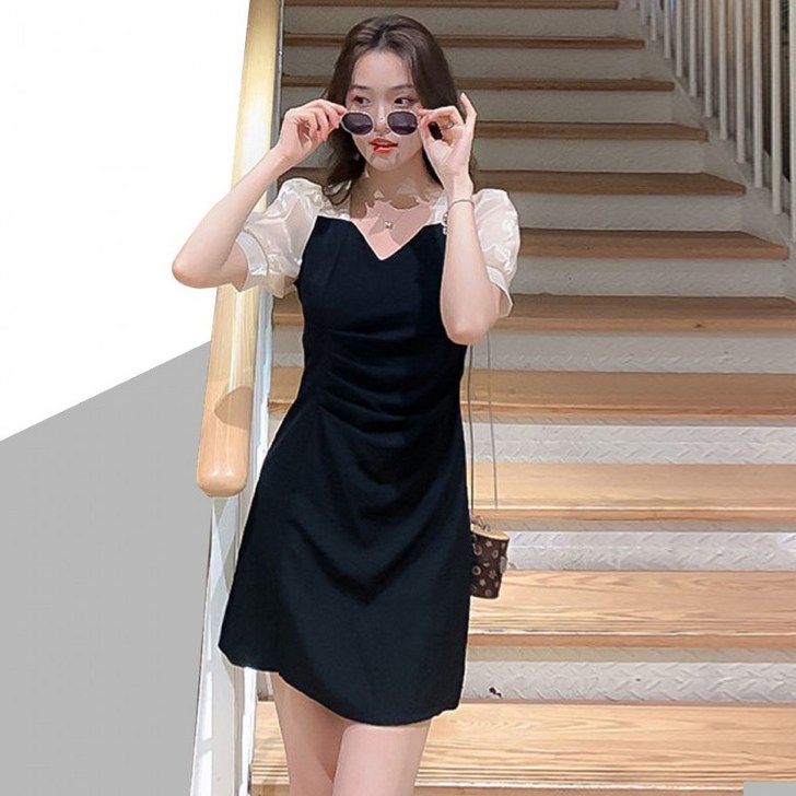 미니원피스 봄 여성 반팔 드레스 돌잔치 결혼식 파티