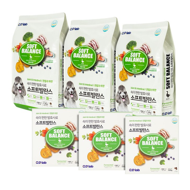 씨디랩 소프트발란스 속이 편한 강아지 발효사료 1.2kgX3개관절과 위장, 1.2kg, 3개, 오리 씨디랩 소프트발란스 속이 편한 강아지 발효사료 1.2kgX3개관절과 위장, 1.2kg, 3개, 오리