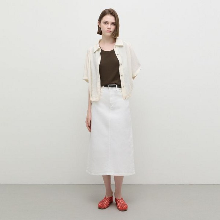 쉬즈미스 백 트임 A라인 데님 롱스커트SAMSKP23010