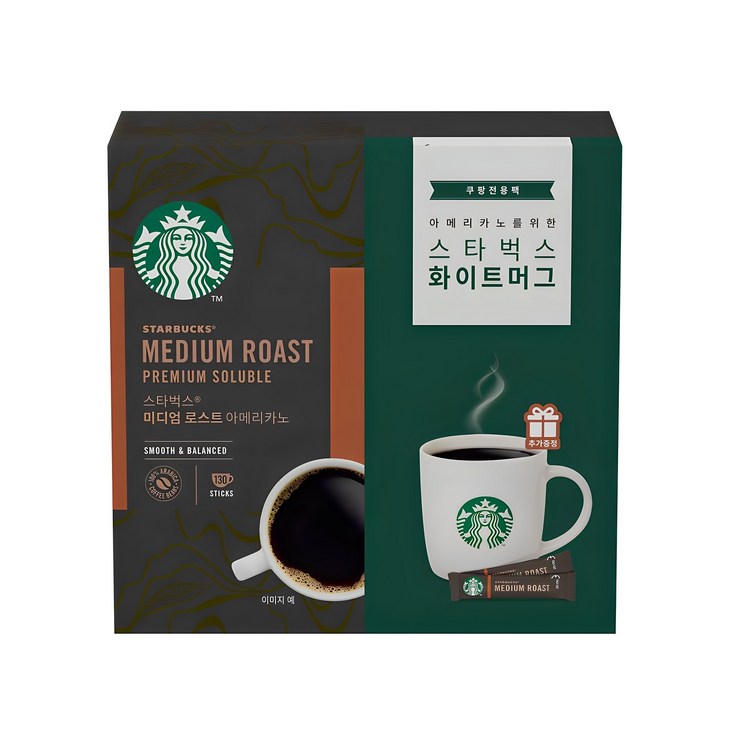 스타벅스 미디엄 로스트 아메리카노 화이트 머그 세트, 1세트, 아메리카노 130p 머그 370ml 스타벅스 미디엄 로스트 아메리카노 화이트 머그 세트, 1세트, 아메리카노 130p 머그 370ml