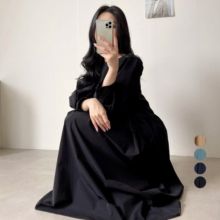 마이시즌 여성 샤인 퍼프 라운드 원피스