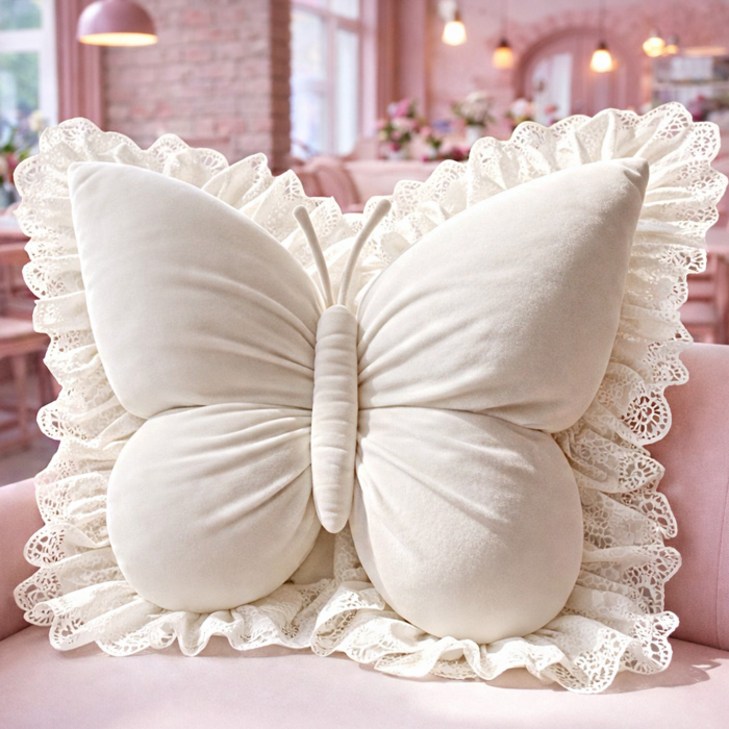 프린세스 나비 벨벳 레이스 쿠션, 아이보리
