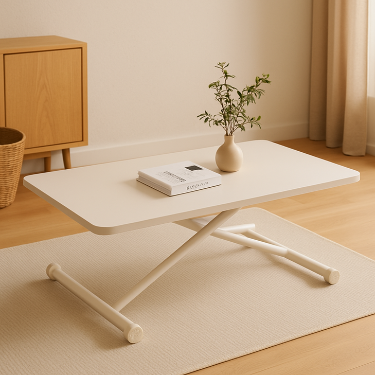 리빙앤굿즈 이동식 높이조절 테이블 접이식 스탠딩 리프트업 거실 쇼파, 화이트우드 1200 X 600