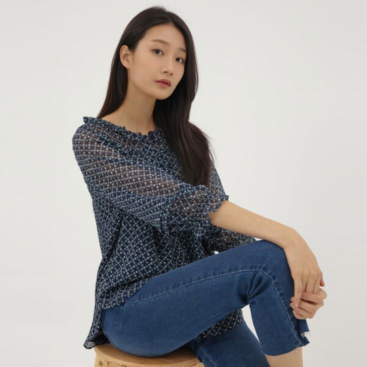 지센 여성 잔꽃 블라우스 LFWSM804NA