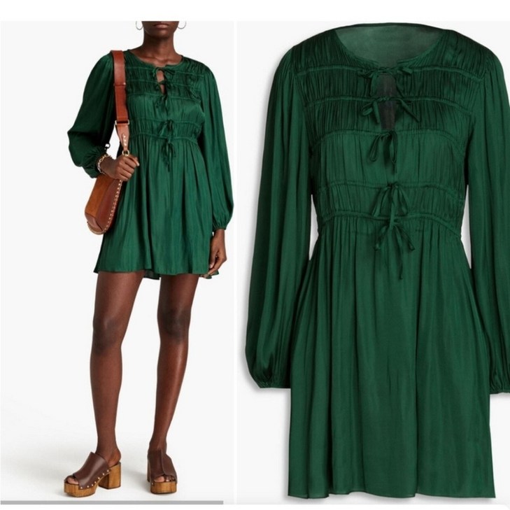 마쥬 Maje 드레스 링크 미니 앞끈 새틴 그린 5523568