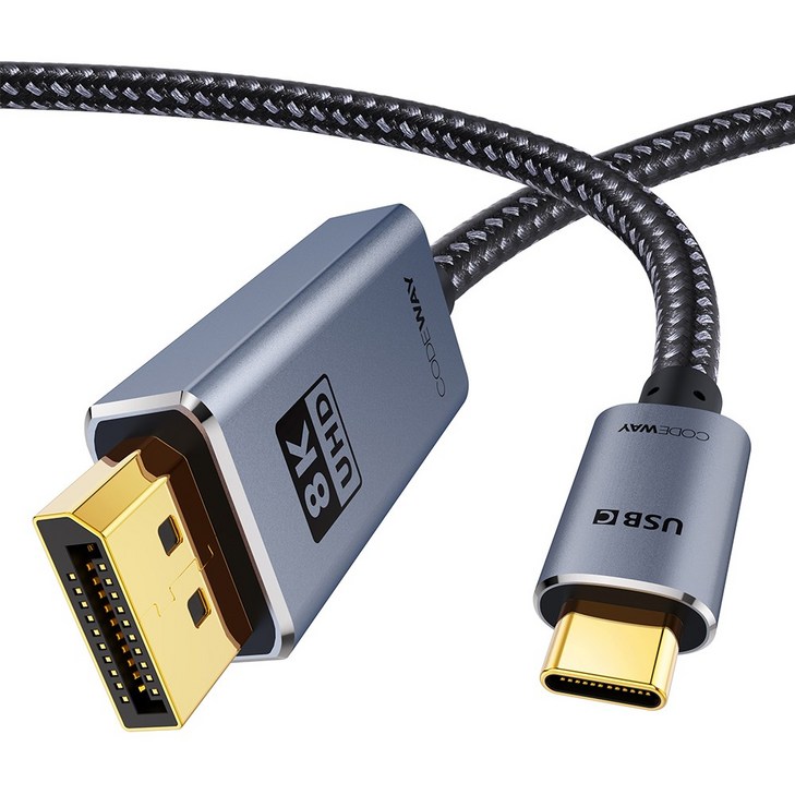 코드웨이 USB C타입 to DP 8K 케이블, 1m, 1개 코드웨이 USB C타입 to DP 8K 케이블, 1m, 1개