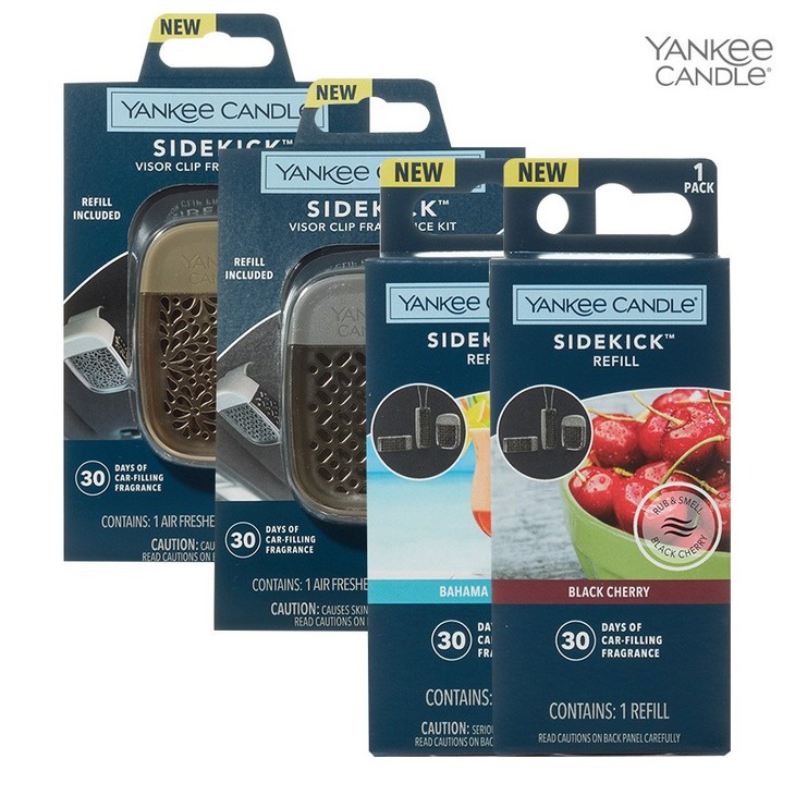 양키캔들 사이드킥 바이저클립리필 차량용 방향제 택2, 바이저클립 XO 미드썸머나잇리필 블랙체리