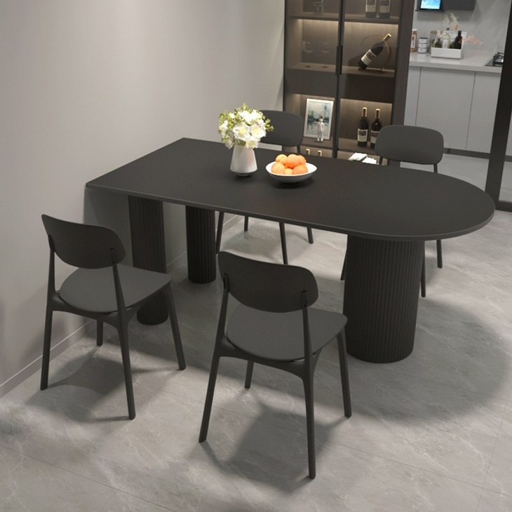 로안 북유럽 4인용 식탁 확장형 사무실 거실 세라믹 테이블, 테이블   튼튼한 플라스틱 체어