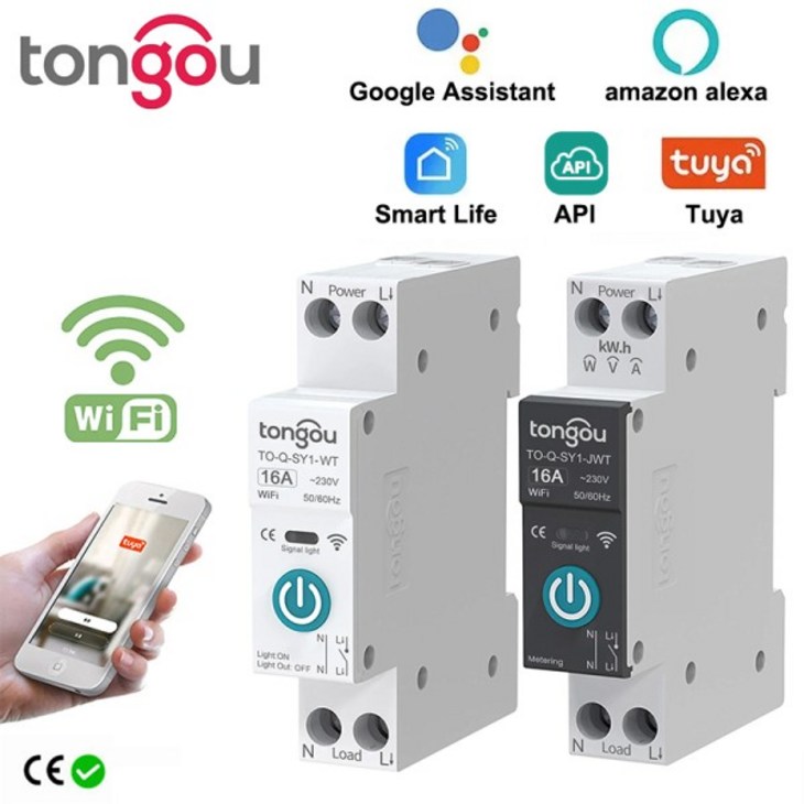 Tuya Wifi 스마트 회로 차단기 스위치 63A 1P SmartLife App 타이머 모듈 지원 Alexa Google 홈 Alice 음성