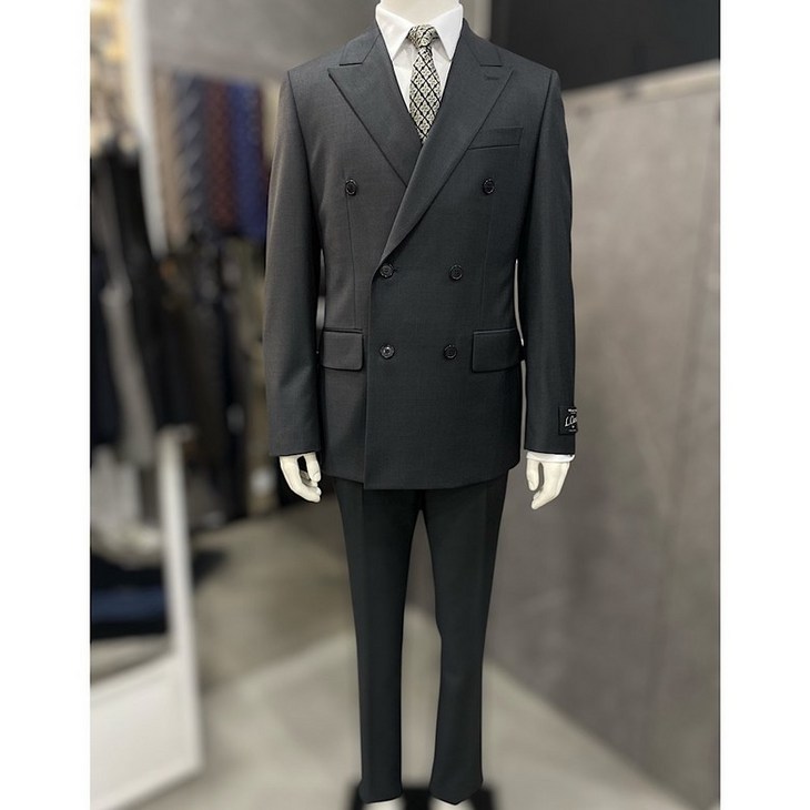 리버클래시 25SS 차콜 솔리드 울혼방 더블버튼 수트LLS11541, LLS13541DG