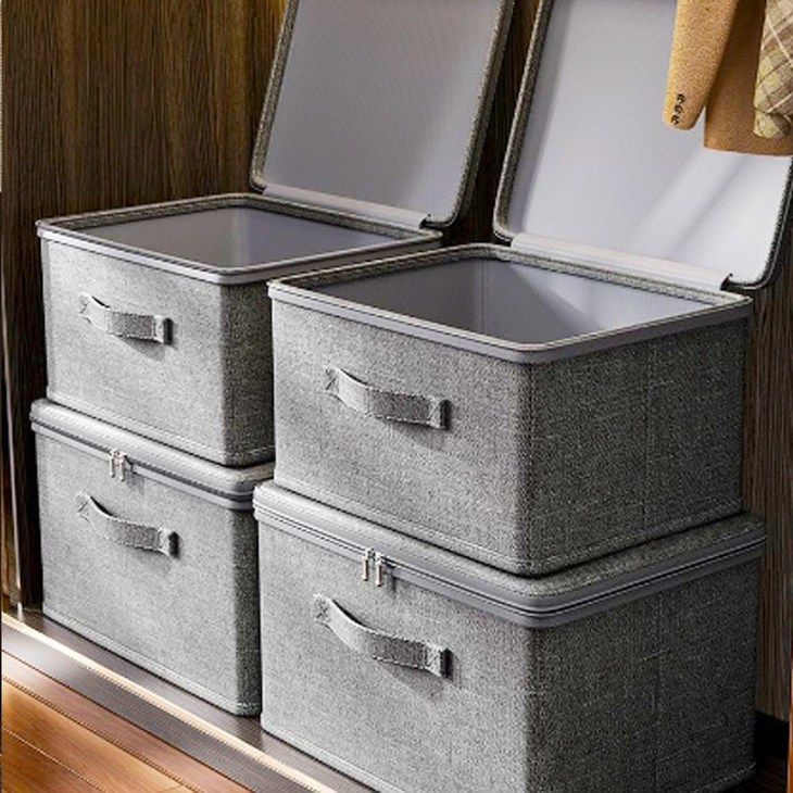 레디박스 대용량 손상 걱정없는 지퍼 커버형 다용도 수납 이불 의류 옷 정리함, 2개, 딥그레이