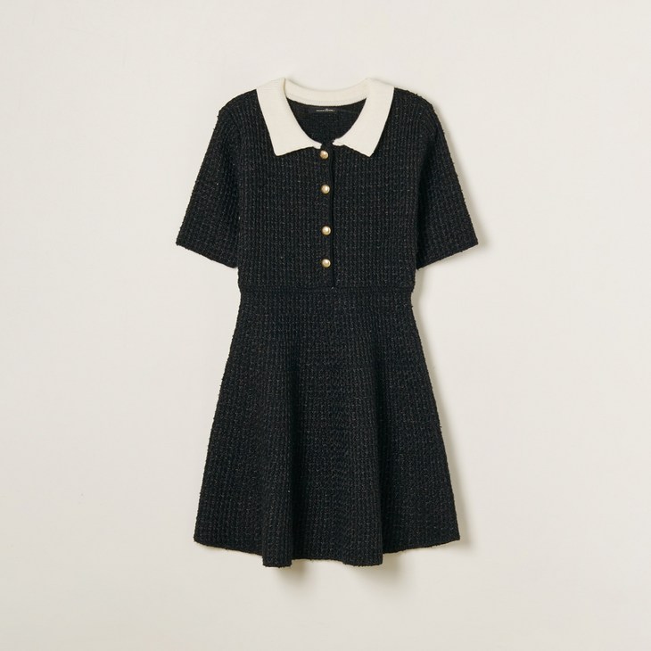 로엠 여성용 배색카라 5부 스웨터 원피스