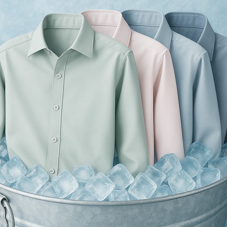 여름 구김없는 냉감 쿨 아이스 원단 와이셔츠 남자 남성 95120 빅사이즈