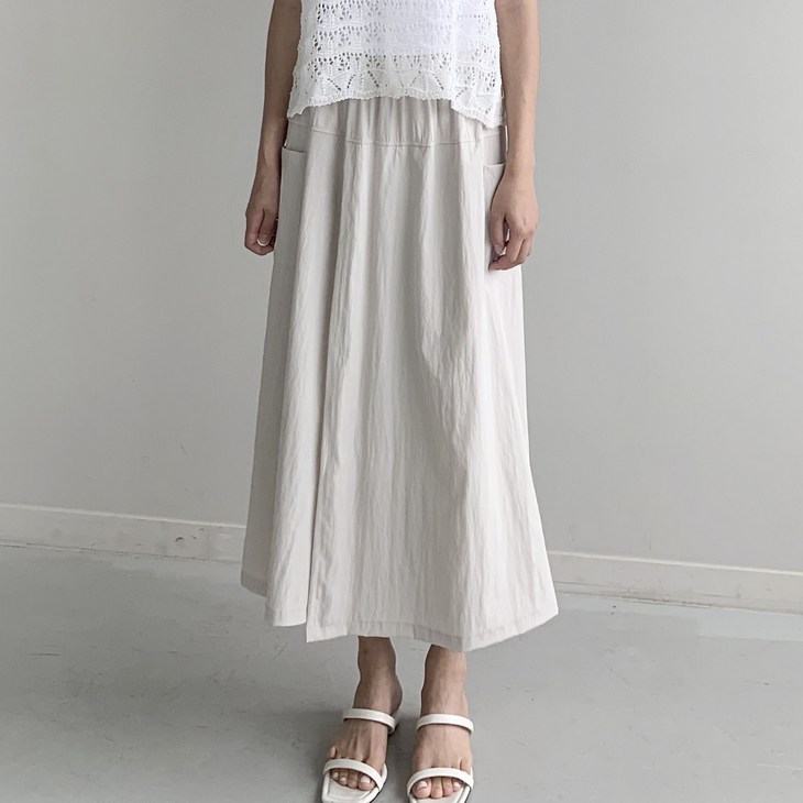 행복여 선데이 슬릿 포켓 와이드 밴딩 치마 바지
