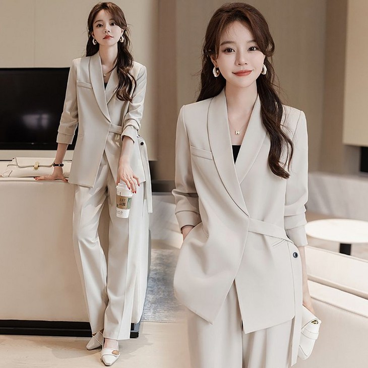 BLACK K7 여성 프리미엄 정장세트 빅사이즈 오피스룩 정장 투피스 모던 심플 하객룩