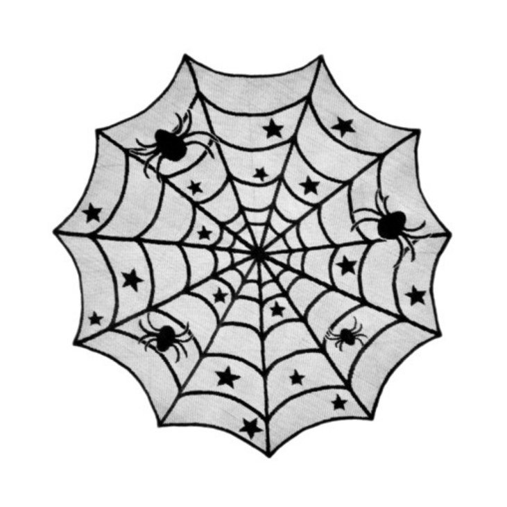 쏙쏙마켓 할로윈 레이스 거미줄 테이블보, 거미줄 원형 테이블보100cm, 1개