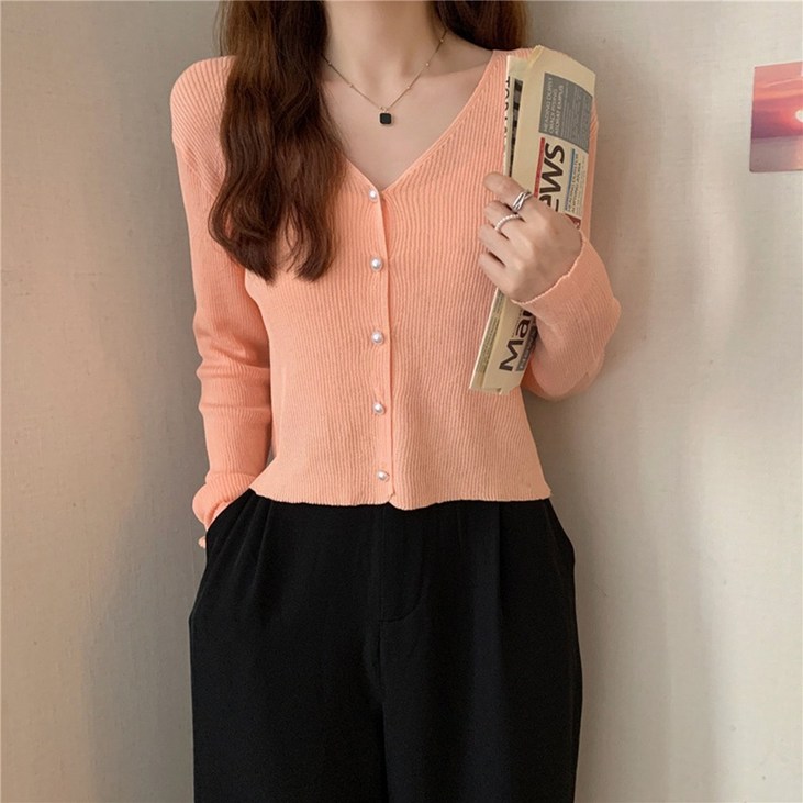 골지 크롭 카디건 여름 여성