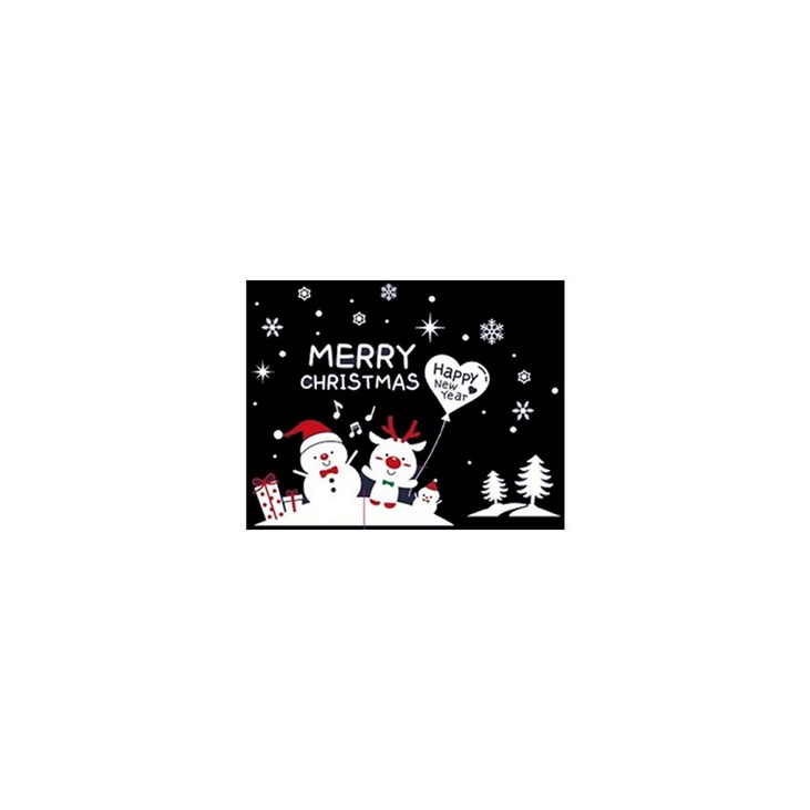 크리스마스 유리창 스티커 꼬마 눈사람과 루돌코