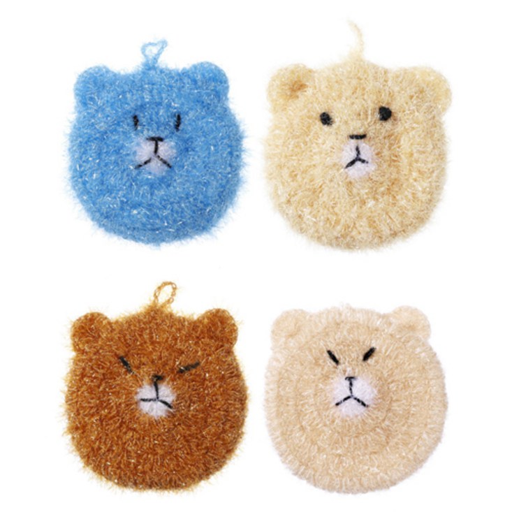 젊은이마켓 곰돌이 아크릴 수세미 세트 색상랜덤