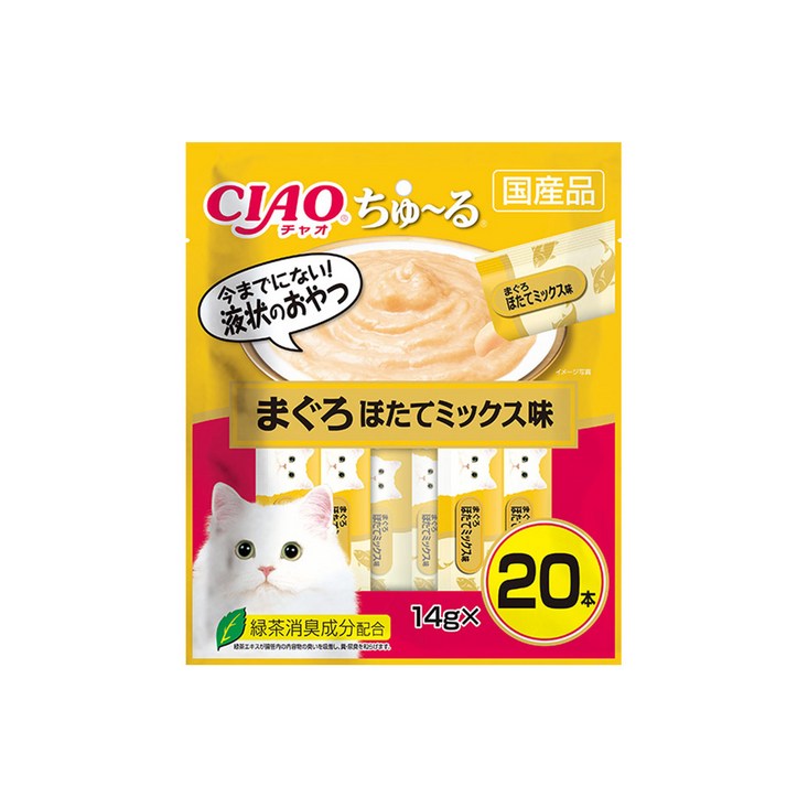 츄르 SC129 리뉴얼상품 희동이네 이나바 챠오 츄르 고양이간식 SC483 참치가리비믹스 20P 14g x 20개입 반려묘 짜먹는 마약간식, 1개, 280g