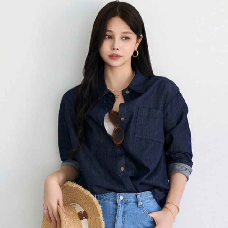 피핀 여성용 논페이드 데일리 데님 셔츠 49687