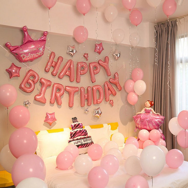 마켓플랜 생일파티 패키지 세트, 크라운 핑크 6011, 1세트 - 투데이밈