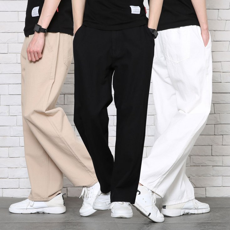 위드진 남자바지 사방슬럽 세미와이드 코튼팬츠 4종택1