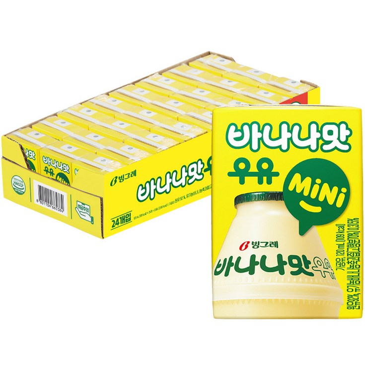 빙그레 바나나맛우유 mini 120ml, 바나나맛, 24개