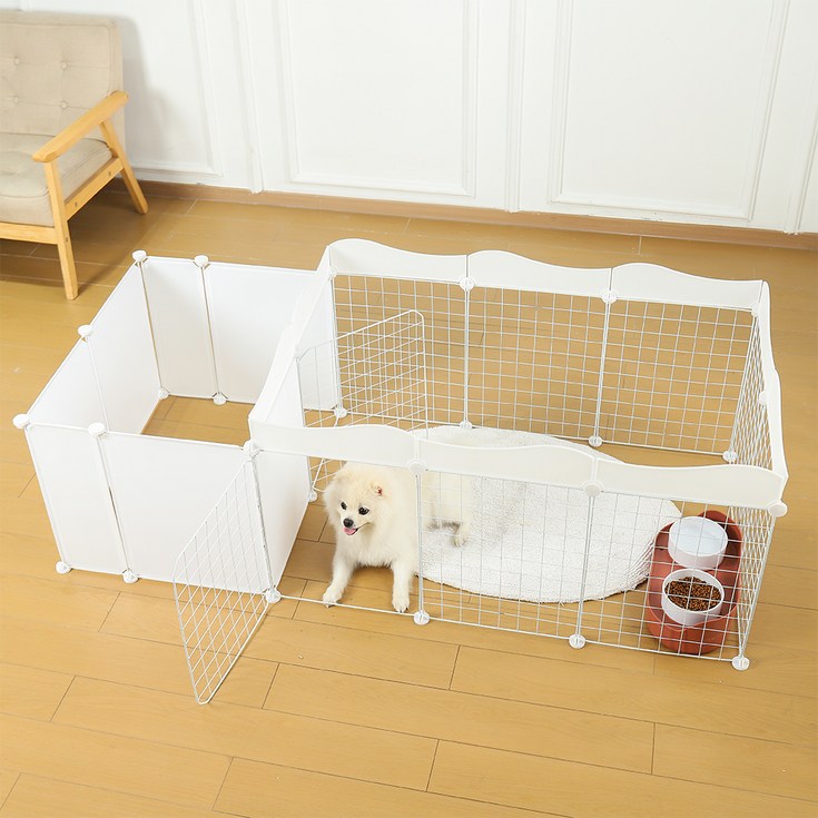 칠시 반려동물 DIY 화장실 분리 울타리 14p 안전문 2p 세트, 화이트 칠시 반려동물 DIY 화장실 분리 울타리 14p 안전문 2p 세트, 화이트