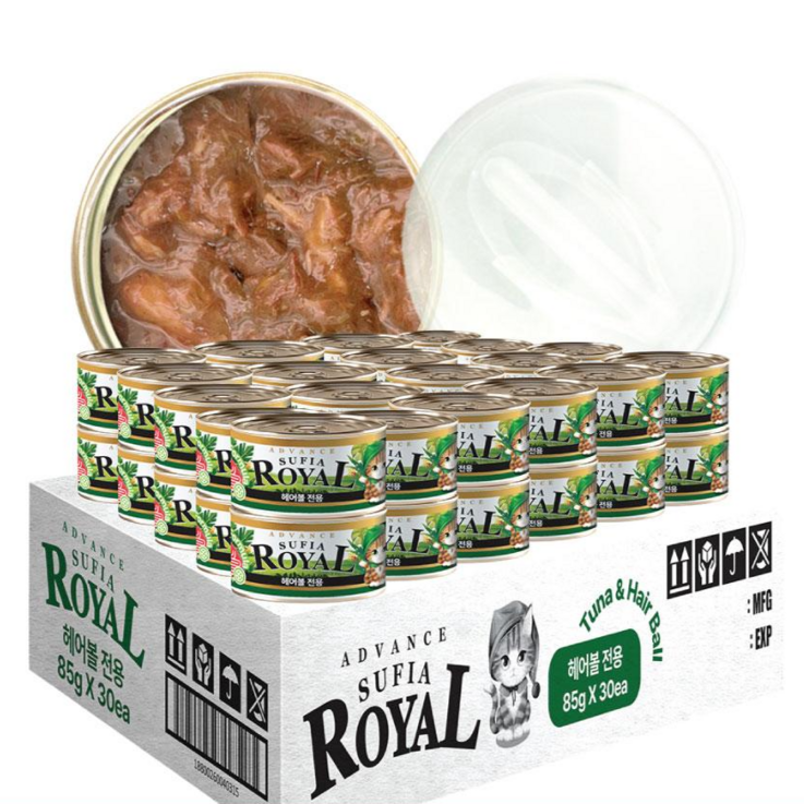 어드밴스 로얄 수피아 7종 85g x 90개입 고양이 캔 길냥이 통조림 간식, 85g, 90개, 수피아 참치헤어볼