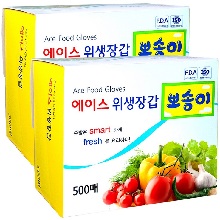 에이스 뽀송이 위생장갑, 500개입, 2개