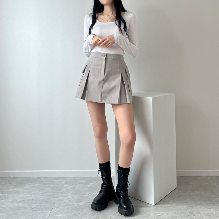 쏠쏠 포켓 밴딩 카고스커트 치마바지