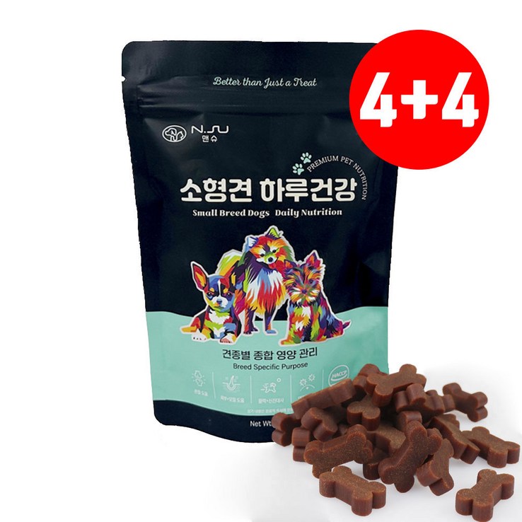 11 썬더펫 앤슈 소형견 하루건강 강아지간식 영양간식 기호성 소형견 애견 반려견 사료 영양제 기능성 피부 관절 눈 뉴트리탑 6g30 180g, 4개, 180g