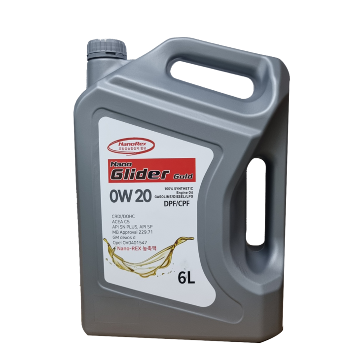 나노렉스 나노글라이더골드 프리미엄 엔진오일 0W20 6L 대용량 코팅제함유 사계절 전차종, 1개, 6L, 0w20