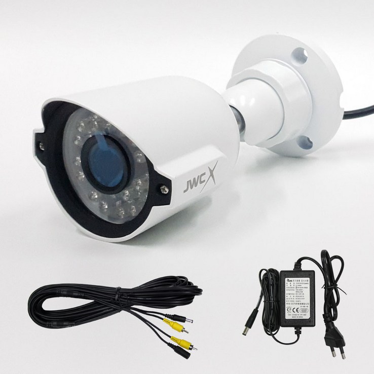 JWC CCTV 카메라 240만화소 적외선 X4B 실내 실외 화이트 실내외겸용, 카메라X4B아답타2A케이블10M